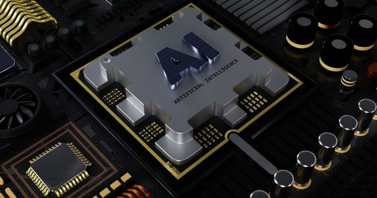 Computer chip with the text AI Artificial Intelligence