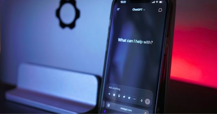 Mobile phone with Chat GPT on the screen