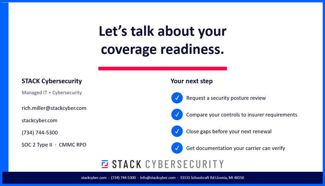 Contact STACK to get cyber insurable