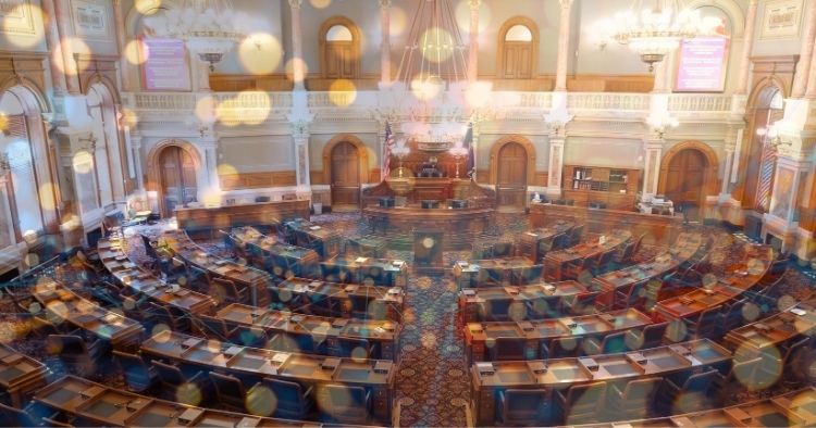 Legislature with AI swirls over it