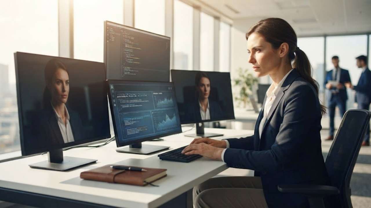Woman using AI on her computer